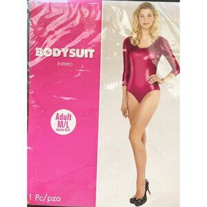 Womens Bodysuit Adult M/L Hot Pink Metallic Shiny Costume 1 Piece by Amscan New